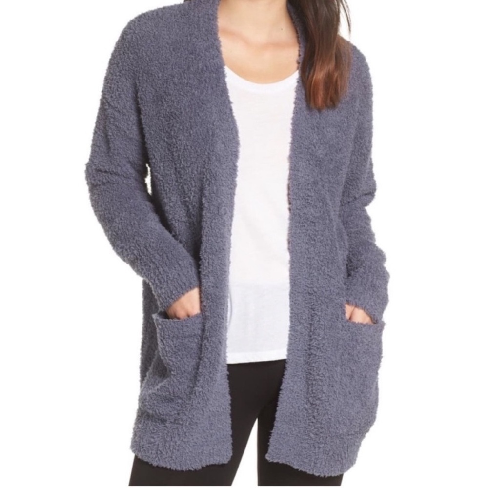 Barefoot Dreams CozyChic Open Front Sherpa Cardigan Sweater Lavender Womens XL